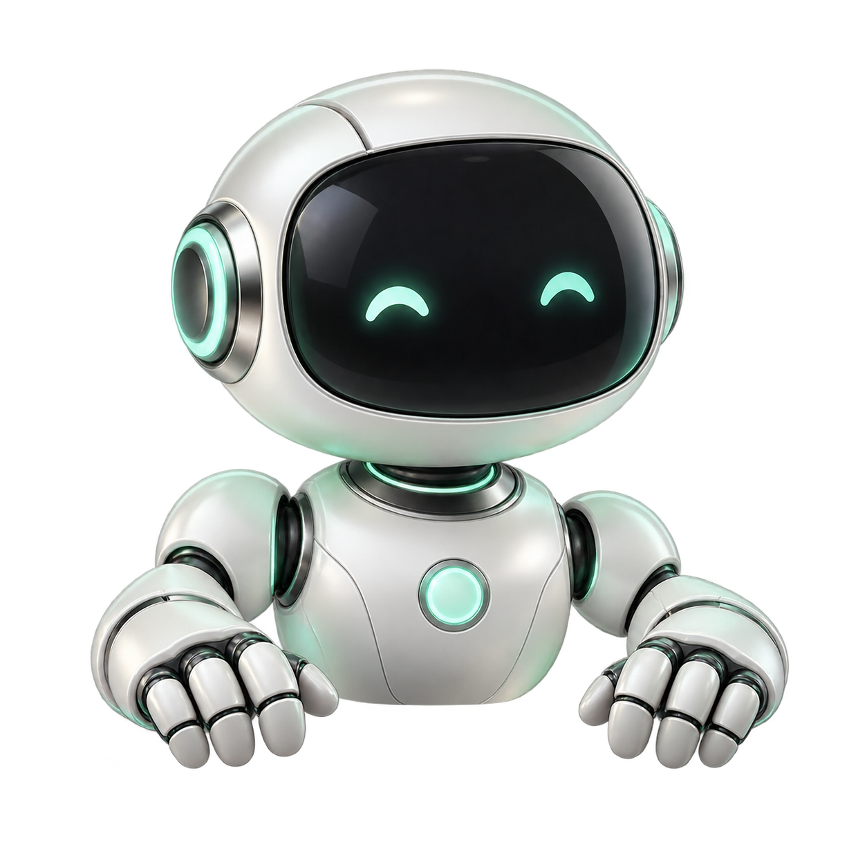 Robot mascot holding the search window